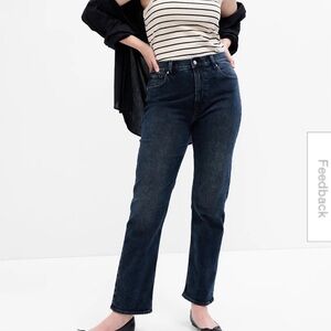 NWT Gap High Rise Straight Washwell Faded Black Jeans 10 / 30 NWT Stretch Cotton